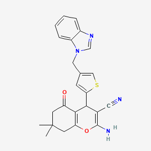 2-AMINO-4-[4-(1H-1,3-BENZIMIDAZOL-1-YLMETHYL)-2-THIENYL]-7,7-DIMETHYL-5-OXO-5,6,7,8-TETRAHYDRO-4H-CHROMEN-3-YL CYANIDE