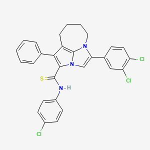 molecular formula C29H22Cl3N3S B4316695 N-(4-chlorophenyl)-4-(3,4-dichlorophenyl)-1-phenyl-5,6,7,8-tetrahydro-2a,4a-diazacyclopenta[cd]azulene-2-carbothioamide 