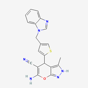 6-amino-4-[4-(1H-benzimidazol-1-ylmethyl)-2-thienyl]-3-methyl-2,4-dihydropyrano[2,3-c]pyrazole-5-carbonitrile