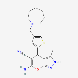 molecular formula C19H23N5OS B4316704 6-amino-4-[4-(azepan-1-ylmethyl)-2-thienyl]-3-methyl-2,4-dihydropyrano[2,3-c]pyrazole-5-carbonitrile 