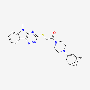 molecular formula C26H32N6OS B4316720 3-({2-[4-(1-adamantyl)piperazin-1-yl]-2-oxoethyl}thio)-5-methyl-5H-[1,2,4]triazino[5,6-b]indole 