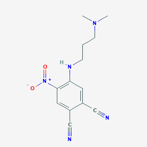 molecular formula C13H15N5O2 B4316723 2-CYANO-4-{[3-(DIMETHYLAMINO)PROPYL]AMINO}-5-NITROPHENYL CYANIDE 