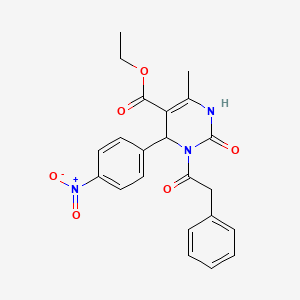 molecular formula C22H21N3O6 B4316748 ethyl 6-methyl-4-(4-nitrophenyl)-2-oxo-3-(phenylacetyl)-1,2,3,4-tetrahydropyrimidine-5-carboxylate 