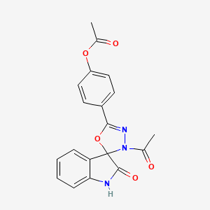 4-(3'-acetyl-2-oxo-1,2-dihydro-3'H-spiro[indole-3,2'-[1,3,4]oxadiazol]-5'-yl)phenyl acetate