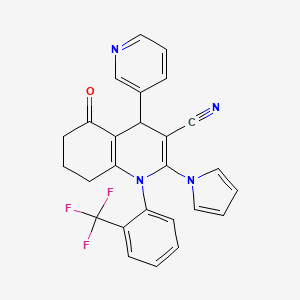 molecular formula C26H19F3N4O B4316791 5-oxo-4-pyridin-3-yl-2-(1H-pyrrol-1-yl)-1-[2-(trifluoromethyl)phenyl]-1,4,5,6,7,8-hexahydroquinoline-3-carbonitrile 