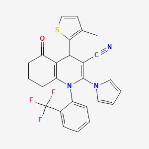 4-(3-methyl-2-thienyl)-5-oxo-2-(1H-pyrrol-1-yl)-1-[2-(trifluoromethyl)phenyl]-1,4,5,6,7,8-hexahydroquinoline-3-carbonitrile