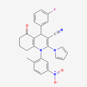 4-(3-fluorophenyl)-1-(2-methyl-5-nitrophenyl)-5-oxo-2-(1H-pyrrol-1-yl)-1,4,5,6,7,8-hexahydroquinoline-3-carbonitrile