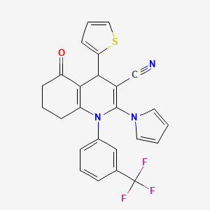 molecular formula C25H18F3N3OS B4316842 5-oxo-2-(1H-pyrrol-1-yl)-4-(2-thienyl)-1-[3-(trifluoromethyl)phenyl]-1,4,5,6,7,8-hexahydroquinoline-3-carbonitrile 