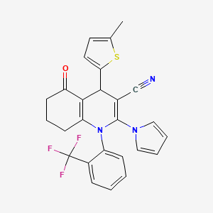 molecular formula C26H20F3N3OS B4316846 4-(5-methyl-2-thienyl)-5-oxo-2-(1H-pyrrol-1-yl)-1-[2-(trifluoromethyl)phenyl]-1,4,5,6,7,8-hexahydroquinoline-3-carbonitrile 