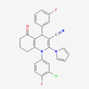 1-(3-chloro-4-fluorophenyl)-4-(3-fluorophenyl)-5-oxo-2-(1H-pyrrol-1-yl)-1,4,5,6,7,8-hexahydroquinoline-3-carbonitrile