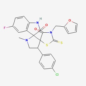 molecular formula C25H19ClFN3O3S2 B4316861 4'-(4-chlorophenyl)-5-fluoro-3''-(2-furylmethyl)-1'-methyl-2''-thioxo-4''H-dispiro[indole-3,2'-pyrrolidine-3',5''-[1,3]thiazolidine]-2,4''(1H)-dione 