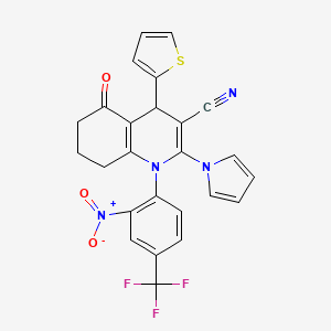 molecular formula C25H17F3N4O3S B4316902 1-[2-nitro-4-(trifluoromethyl)phenyl]-5-oxo-2-(1H-pyrrol-1-yl)-4-(2-thienyl)-1,4,5,6,7,8-hexahydroquinoline-3-carbonitrile 