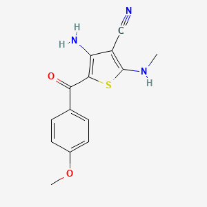 molecular formula C14H13N3O2S B4316906 4-amino-5-(4-methoxybenzoyl)-2-(methylamino)thiophene-3-carbonitrile 