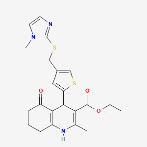 ethyl 2-methyl-4-(4-{[(1-methyl-1H-imidazol-2-yl)thio]methyl}-2-thienyl)-5-oxo-1,4,5,6,7,8-hexahydroquinoline-3-carboxylate