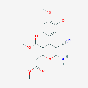 molecular formula C19H20N2O7 B4316949 methyl 6-amino-5-cyano-4-(3,4-dimethoxyphenyl)-2-(2-methoxy-2-oxoethyl)-4H-pyran-3-carboxylate 