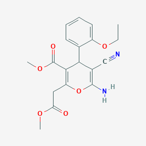 molecular formula C19H20N2O6 B4316957 methyl 6-amino-5-cyano-4-(2-ethoxyphenyl)-2-(2-methoxy-2-oxoethyl)-4H-pyran-3-carboxylate 