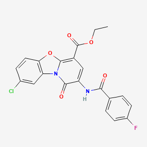 ethyl 8-chloro-2-[(4-fluorobenzoyl)amino]-1-oxo-1H-pyrido[2,1-b][1,3]benzoxazole-4-carboxylate