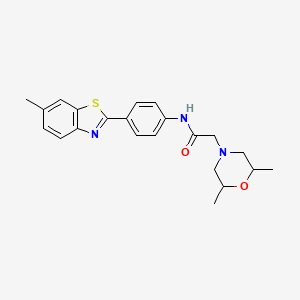 molecular formula C22H25N3O2S B4316976 2-(2,6-dimethylmorpholin-4-yl)-N-[4-(6-methyl-1,3-benzothiazol-2-yl)phenyl]acetamide 