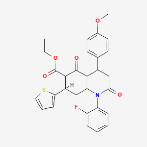 ethyl 1-(2-fluorophenyl)-4-(4-methoxyphenyl)-2,5-dioxo-7-(2-thienyl)-1,2,3,4,5,6,7,8-octahydroquinoline-6-carboxylate