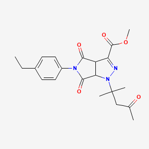 molecular formula C21H25N3O5 B4317023 methyl 1-(1,1-dimethyl-3-oxobutyl)-5-(4-ethylphenyl)-4,6-dioxo-1,3a,4,5,6,6a-hexahydropyrrolo[3,4-c]pyrazole-3-carboxylate 