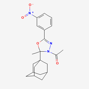 molecular formula C21H25N3O4 B4317036 3-acetyl-2-(1-adamantyl)-2-methyl-5-(3-nitrophenyl)-2,3-dihydro-1,3,4-oxadiazole 