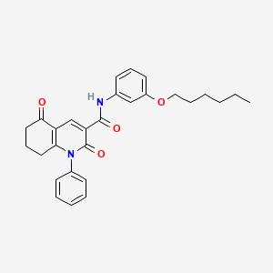 molecular formula C28H30N2O4 B4317047 N-[3-(hexyloxy)phenyl]-2,5-dioxo-1-phenyl-1,2,5,6,7,8-hexahydroquinoline-3-carboxamide 