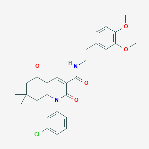 molecular formula C28H29ClN2O5 B4317065 1-(3-chlorophenyl)-N-[2-(3,4-dimethoxyphenyl)ethyl]-7,7-dimethyl-2,5-dioxo-1,2,5,6,7,8-hexahydroquinoline-3-carboxamide 