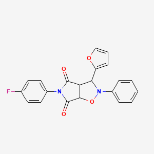 molecular formula C21H15FN2O4 B4317095 5-(4-fluorophenyl)-3-(2-furyl)-2-phenyldihydro-2H-pyrrolo[3,4-d]isoxazole-4,6(3H,5H)-dione 