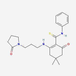 4,4-dimethyl-6-oxo-2-{[3-(2-oxopyrrolidin-1-yl)propyl]amino}-N-phenylcyclohex-1-ene-1-carbothioamide