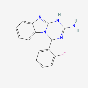 molecular formula C15H12FN5 B4317199 4-(2-fluorophenyl)-1,4-dihydro[1,3,5]triazino[1,2-a]benzimidazol-2-amine 