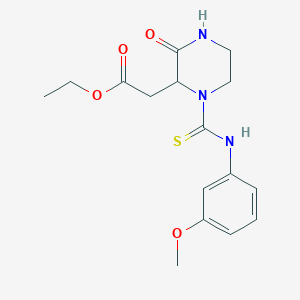 molecular formula C16H21N3O4S B4317203 ethyl (1-{[(3-methoxyphenyl)amino]carbonothioyl}-3-oxopiperazin-2-yl)acetate 