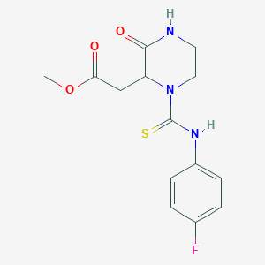 molecular formula C14H16FN3O3S B4317208 methyl (1-{[(4-fluorophenyl)amino]carbonothioyl}-3-oxopiperazin-2-yl)acetate 