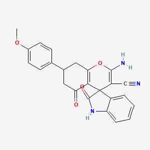 molecular formula C24H19N3O4 B4317212 2-amino-7-(4-methoxyphenyl)-2',5-dioxo-1',2',5,6,7,8-hexahydrospiro[chromene-4,3'-indole]-3-carbonitrile 