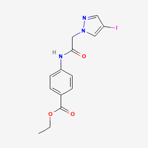 molecular formula C14H14IN3O3 B4317222 ethyl 4-{[(4-iodo-1H-pyrazol-1-yl)acetyl]amino}benzoate 