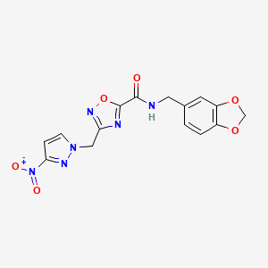 N-(1,3-benzodioxol-5-ylmethyl)-3-[(3-nitro-1H-pyrazol-1-yl)methyl]-1,2,4-oxadiazole-5-carboxamide