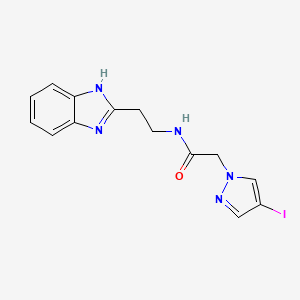 molecular formula C14H14IN5O B4317304 N-[2-(1H-benzimidazol-2-yl)ethyl]-2-(4-iodo-1H-pyrazol-1-yl)acetamide 