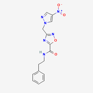 molecular formula C15H14N6O4 B4317314 3-[(4-nitro-1H-pyrazol-1-yl)methyl]-N-(2-phenylethyl)-1,2,4-oxadiazole-5-carboxamide 