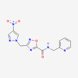 3-[(4-nitro-1H-pyrazol-1-yl)methyl]-N-(pyridin-2-ylmethyl)-1,2,4-oxadiazole-5-carboxamide