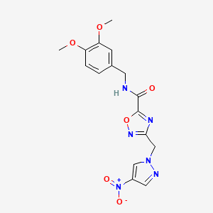 N-(3,4-dimethoxybenzyl)-3-[(4-nitro-1H-pyrazol-1-yl)methyl]-1,2,4-oxadiazole-5-carboxamide