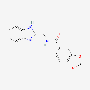 molecular formula C16H13N3O3 B4317374 N-(1H-benzimidazol-2-ylmethyl)-1,3-benzodioxole-5-carboxamide 