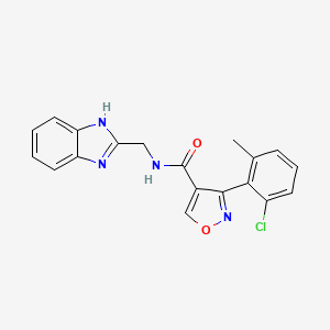 molecular formula C19H15ClN4O2 B4317380 N-(1H-benzimidazol-2-ylmethyl)-3-(2-chloro-6-methylphenyl)isoxazole-4-carboxamide 