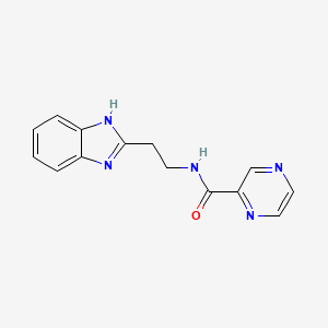 molecular formula C14H13N5O B4317423 N-[2-(1H-benzimidazol-2-yl)ethyl]pyrazine-2-carboxamide 