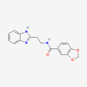 molecular formula C17H15N3O3 B4317431 N-[2-(1H-benzimidazol-2-yl)ethyl]-1,3-benzodioxole-5-carboxamide 