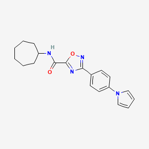 molecular formula C20H22N4O2 B4317455 N-cycloheptyl-3-[4-(1H-pyrrol-1-yl)phenyl]-1,2,4-oxadiazole-5-carboxamide 