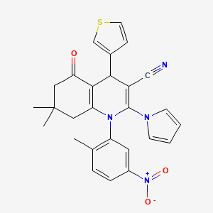 7,7-dimethyl-1-(2-methyl-5-nitrophenyl)-5-oxo-2-(1H-pyrrol-1-yl)-4-(3-thienyl)-1,4,5,6,7,8-hexahydroquinoline-3-carbonitrile