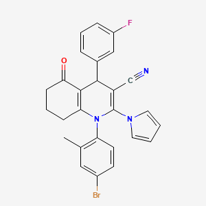 molecular formula C27H21BrFN3O B4317518 1-(4-bromo-2-methylphenyl)-4-(3-fluorophenyl)-5-oxo-2-(1H-pyrrol-1-yl)-1,4,5,6,7,8-hexahydroquinoline-3-carbonitrile 