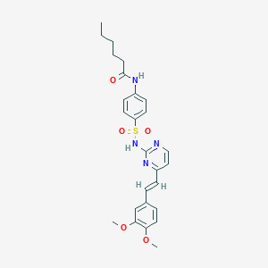 molecular formula C26H30N4O5S B431752 N-{4-[({4-[2-(3,4-dimethoxyphenyl)vinyl]-2-pyrimidinyl}amino)sulfonyl]phenyl}hexanamide CAS No. 523991-57-3