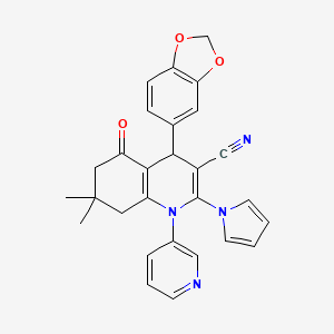 4-(1,3-benzodioxol-5-yl)-7,7-dimethyl-5-oxo-1-pyridin-3-yl-2-(1H-pyrrol-1-yl)-1,4,5,6,7,8-hexahydroquinoline-3-carbonitrile