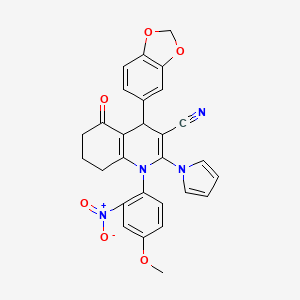 4-(1,3-benzodioxol-5-yl)-1-(4-methoxy-2-nitrophenyl)-5-oxo-2-(1H-pyrrol-1-yl)-1,4,5,6,7,8-hexahydroquinoline-3-carbonitrile