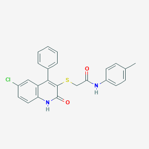 molecular formula C24H19ClN2O2S B431758 2-[(6-chloro-2-oxo-4-phenyl-1,2-dihydroquinolin-3-yl)sulfanyl]-N-(4-methylphenyl)acetamide CAS No. 523990-92-3